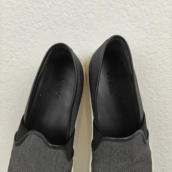 Vince Preston Black Textured Leather Trim Slip On Sneakers Women's Size 8 - Picture 9 of 12